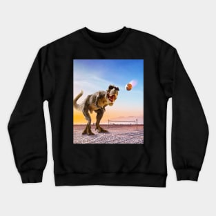 Funny T-Rex Dinosaur Playing Volleyball Crewneck Sweatshirt